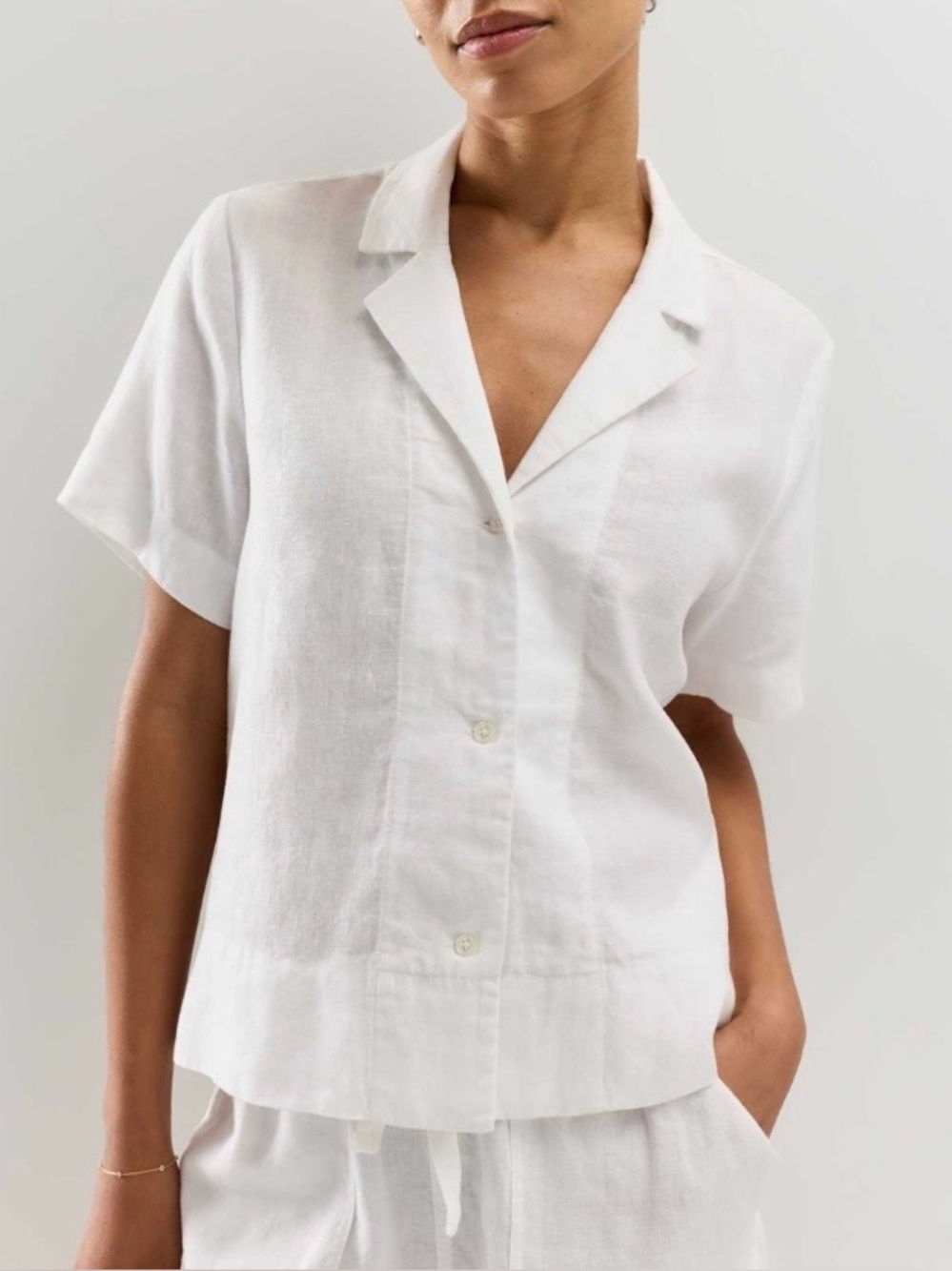 Quince white 100% European Linen Short Sleeve Shirt